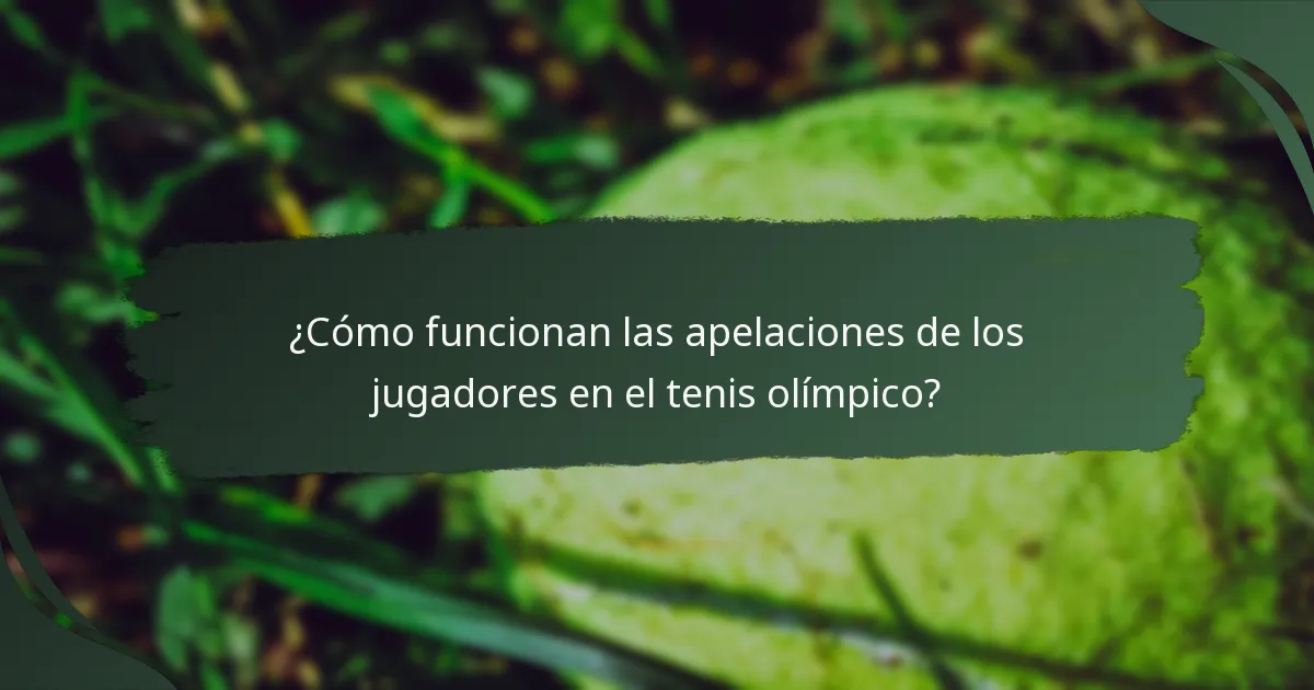 ¿Cómo funcionan las apelaciones de los jugadores en el tenis olímpico?