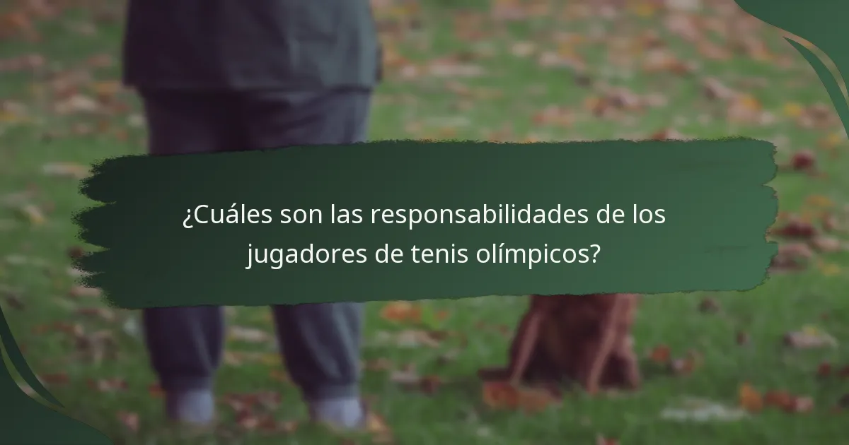 ¿Cuáles son las responsabilidades de los jugadores de tenis olímpicos?