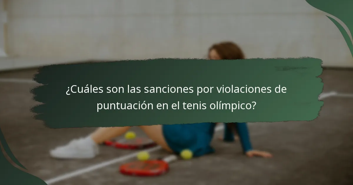 ¿Cuáles son las sanciones por violaciones de puntuación en el tenis olímpico?