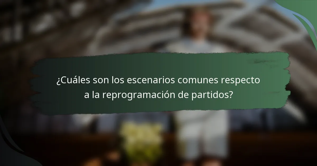 ¿Cuáles son los escenarios comunes respecto a la reprogramación de partidos?