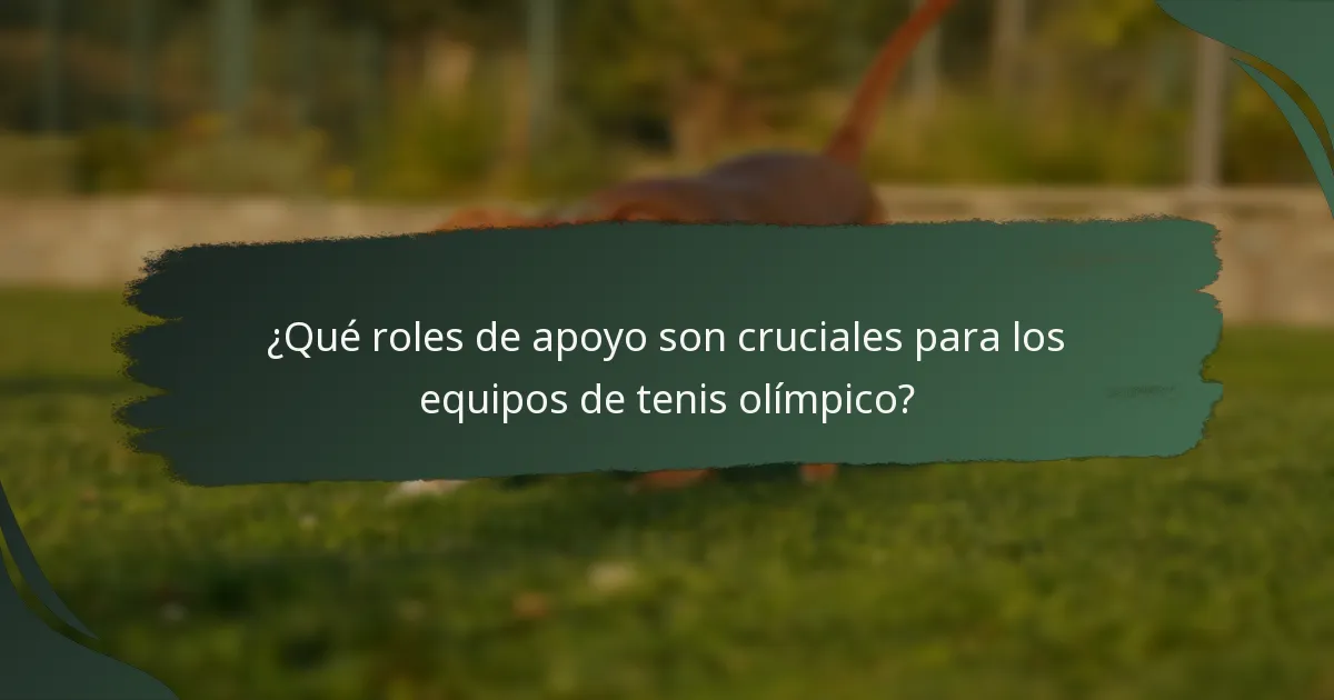 ¿Qué roles de apoyo son cruciales para los equipos de tenis olímpico?